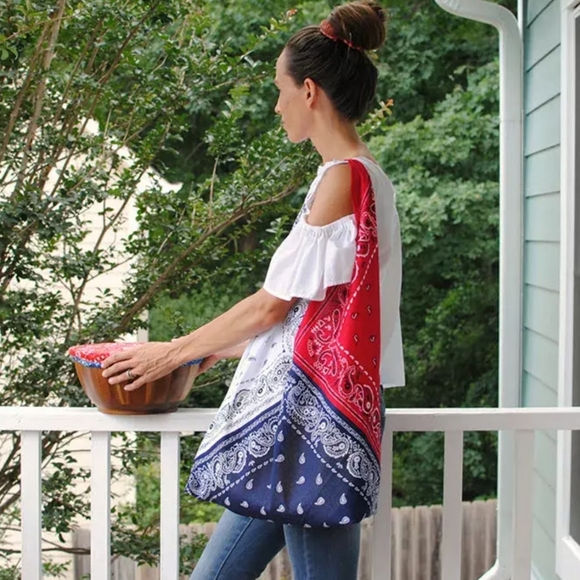 Pack of 2 Fashion Bandanas for Hair/Scarf/Top/Bag Accessorizing in Black and Red - Picture 10 of 10